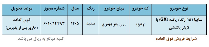 فروش ویژه وانت سایپا 151